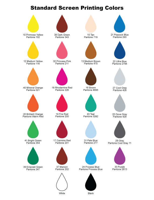 Screen Print Color Chart